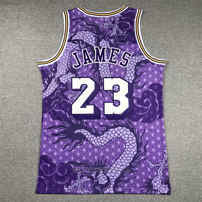 Camiseta Los Angeles Lakers Lebron James #23 Asian Heritage Throwback 2018-19 Violeta